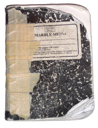 A tattered notebook.